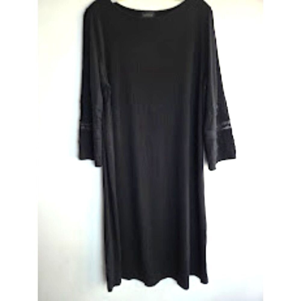 J.Jill Wearever Collection Black Jersey Knit Long Sleeve Midi Dress Large Tall